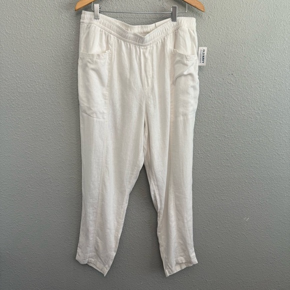 Old Navy High Waisted Cropped Linen Blend Pants Size Large NWT - Picture 3 of 6